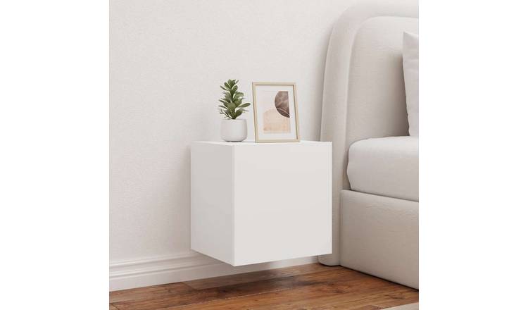 Walplus 2 Piece Engineered Wood LED TV Wall Cabinet - White - 40.5 x 35 x 40 cm