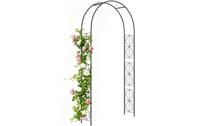 Outsunny Steel Arbor & Trellis Arch Garden Vintage Style - Black