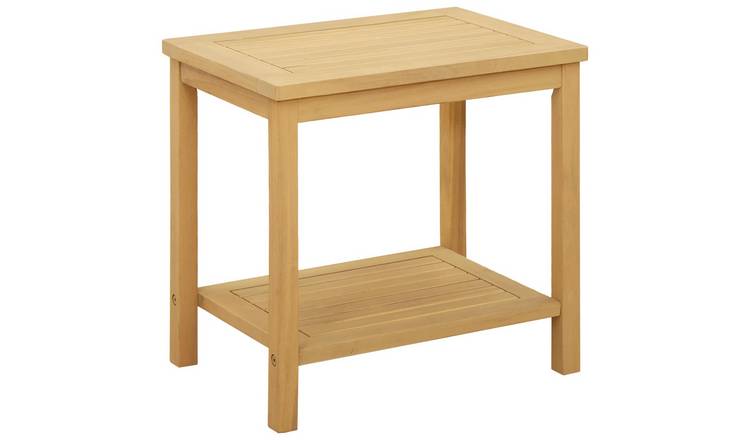 Walplus Solid Acacia Wood Side Table - Natural - 50 x 35 x 45 cm