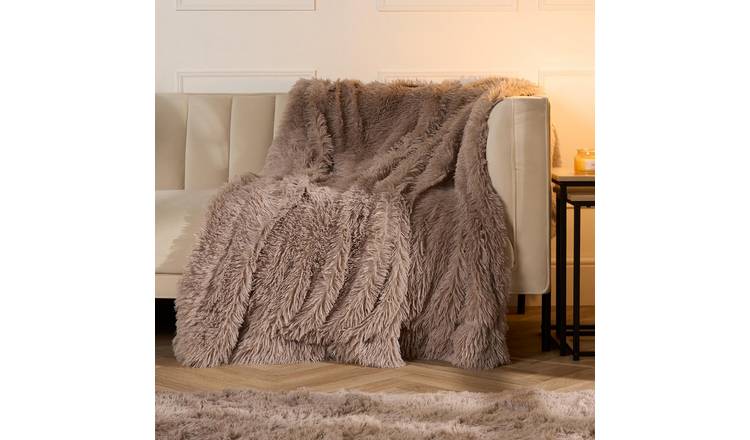 OHS Fluffy Blanket Throw 200 x 240cm - Natural
