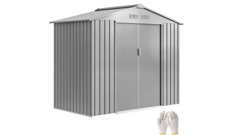 Outsunny Metal Waterproof Garden Shed for Patio Lawn with Vents - Light Grey