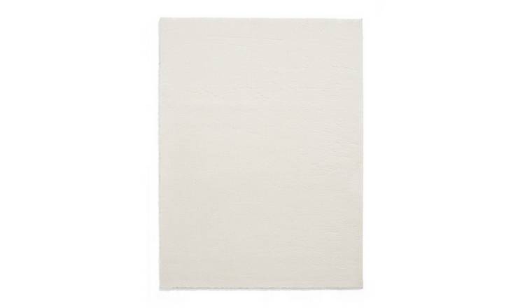 Mega Flooring White Shaggy Plain Rug - 60 x 120cm