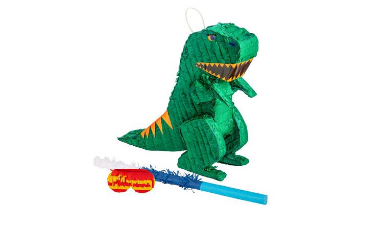 Fax Potato 3pc Dinosaur Pinata Set with Stick & Blindfold - Blue Stick