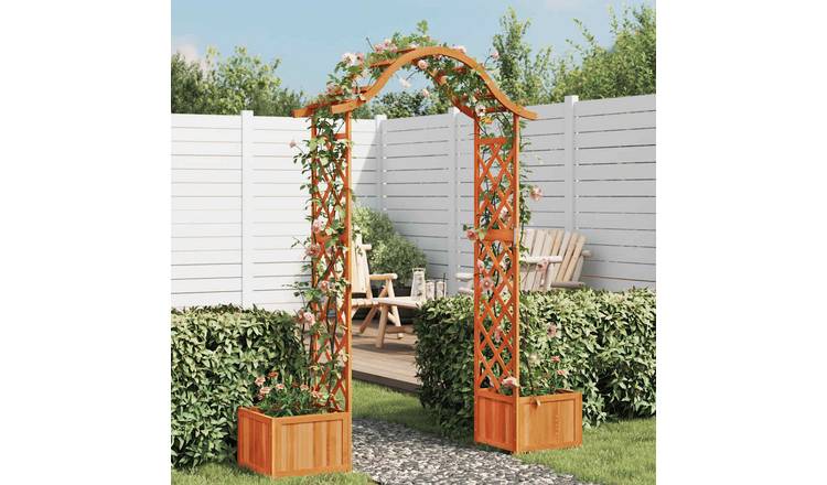 Walplus Wood Garden Pergola with Planter Solid Firwood - 175 x 40 x 204 cm