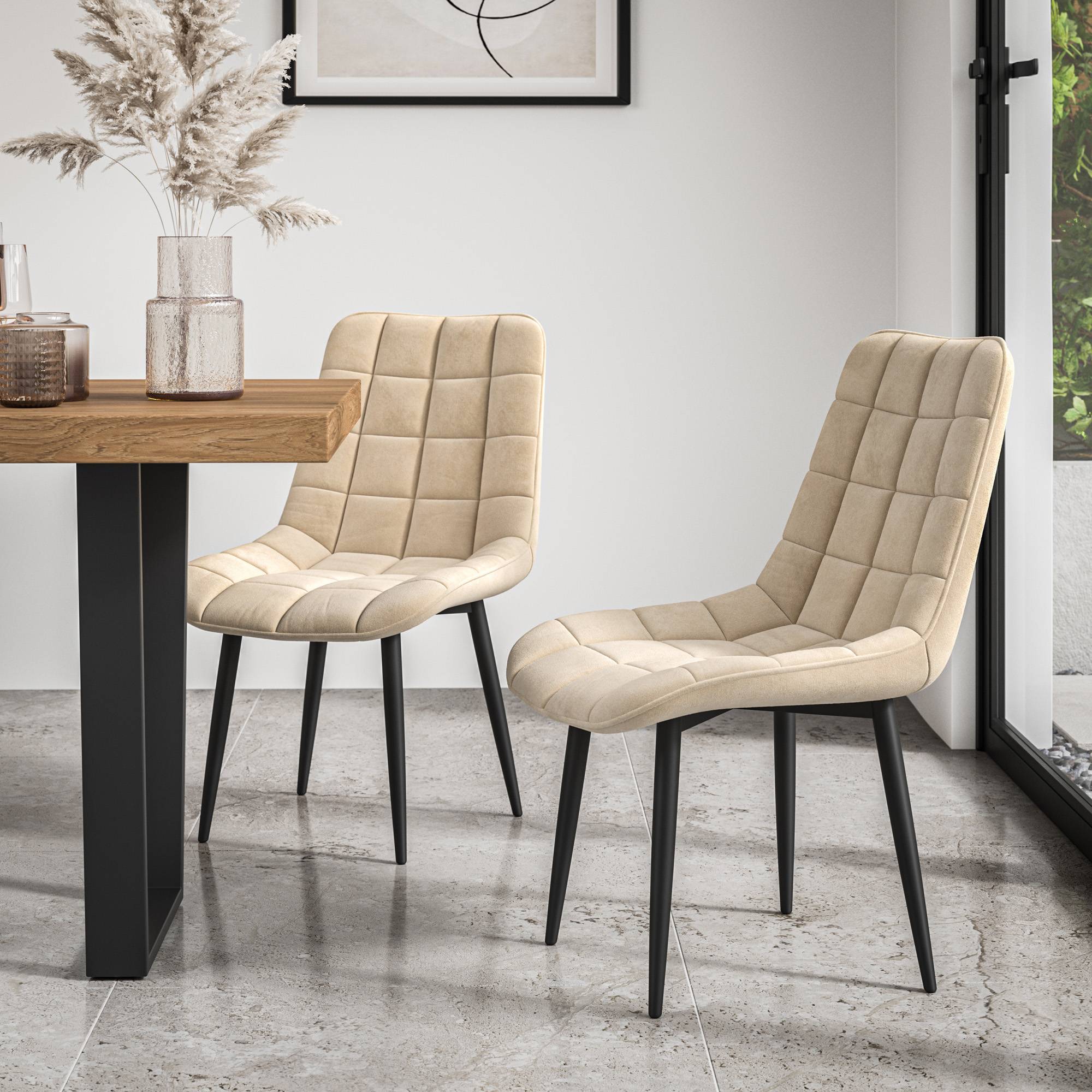 Furniture Online Etta Nova Glass Top Dining Table & 4 Beige Chairs - Image 5