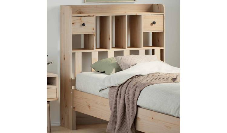 Walplus Pine Wood Headboard with Storage - Brown - 81 x 23 x 110 cm