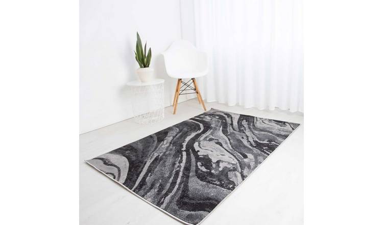 Mega Flooring Black Modern Abstract Rug - 120 x 170cm