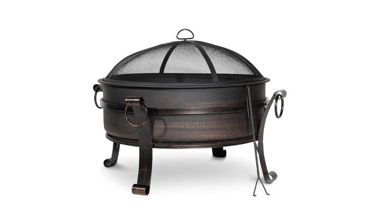 Dellonda Steel Outdoor Fire Pit Coffee Table - Antique Bronze