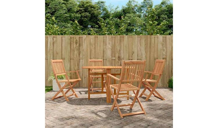 Walplus 5 Piece Acacia Wood Outdoor Dining Set - Brown - 120 x 70 x 74 cm