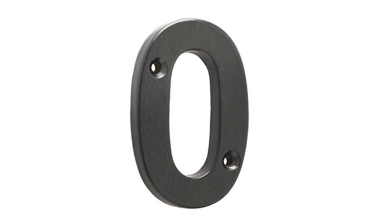 Loops Direct 75mm Matt Black Door Plaque - Number 0