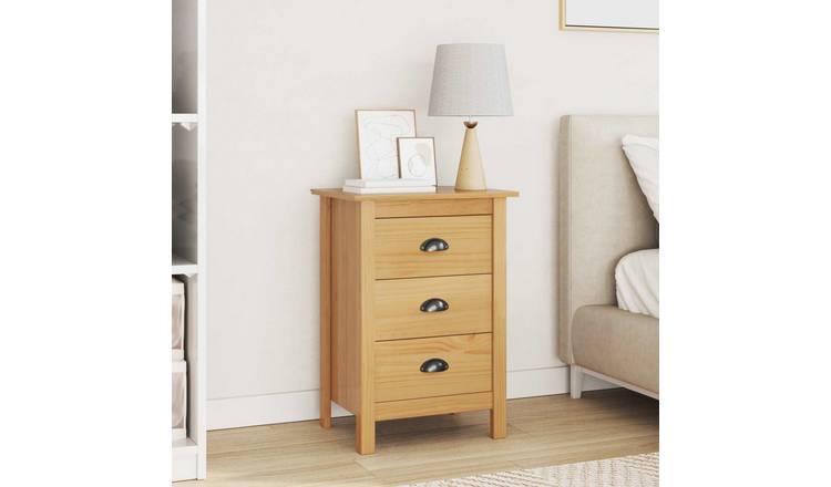 Walplus 1 Drawer Solid Pine Bedside Cabinet - Honey Brown - 46 x 35 x 65 cm
