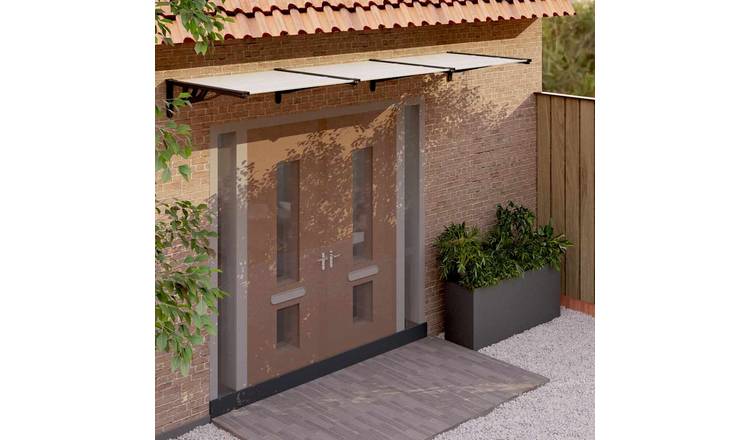 Walplus Polycarbonate Door Canopy - Black and Transparent - 297.5 x 90 x 27.5 cm