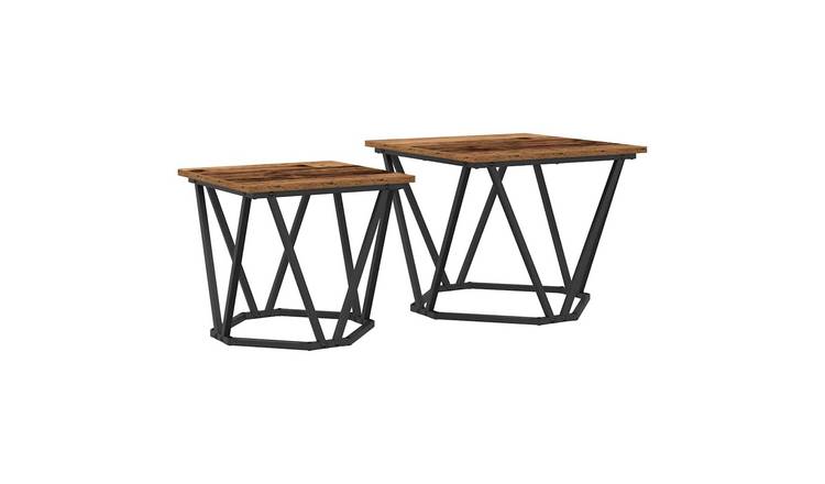 Walplus Pack of 2 Side Table - Natural Wood - 50 x 50 x 40 cm
