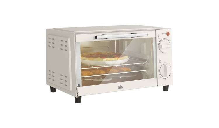 HOMCOM Toaster Oven with Adjustable Temperature and Timer - Cream