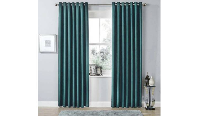 New Edge Blinds Teal Blackout Eyelet Curtains - 167cm x 229cm
