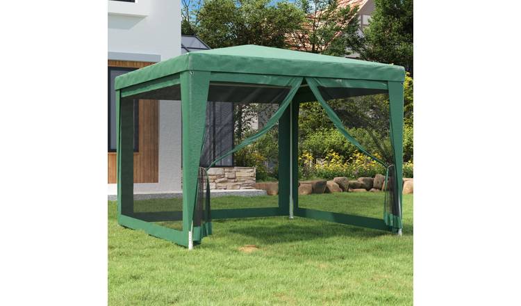 Walplus 3 x 3 m HDPE Party Tent with 4 Mesh Sidewalls - Green