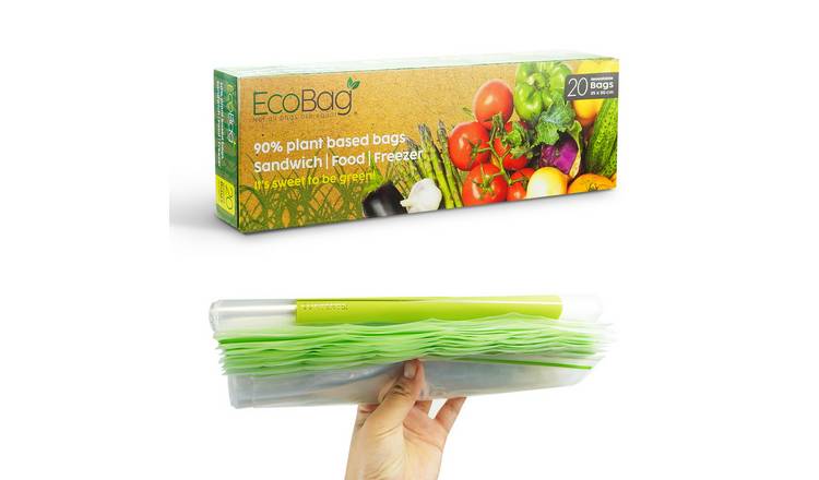 EcoBag Pack of 20 35 Micron Sugarcane Freezer and Sandwich Bags - 4.5 Litre