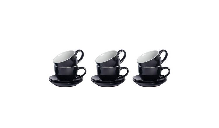 Argon Tableware 12 Piece Coloured Cappuccino Cup & Saucer Set