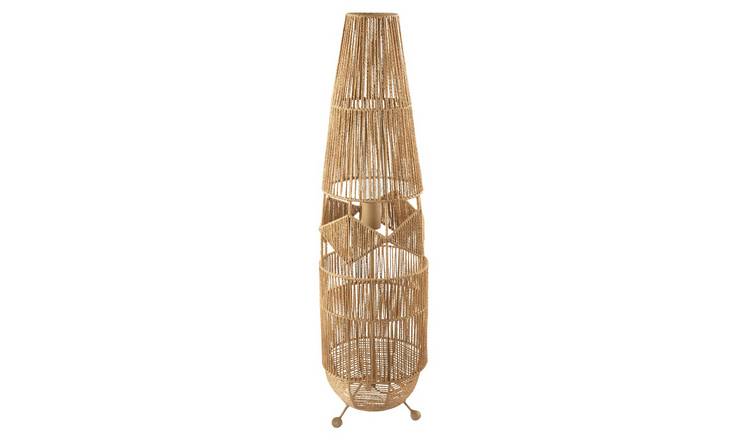 Happy Homewares Brown Moroccan in Vintage Twisted Paper Floor Lamp - 25cm