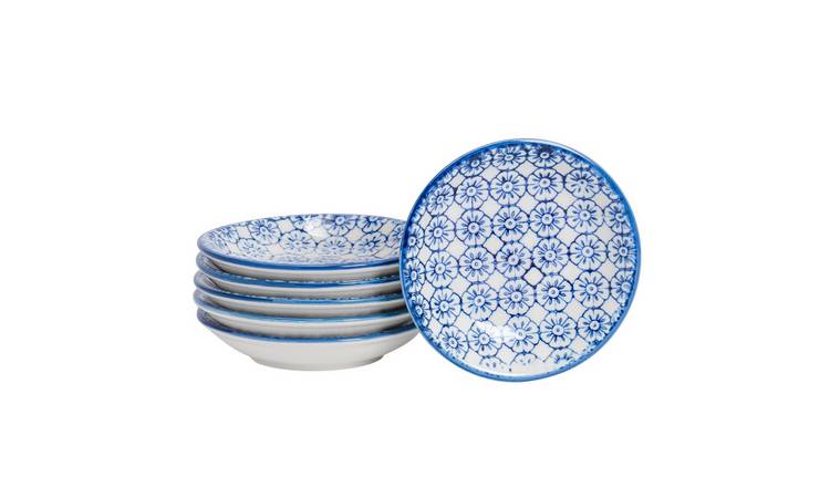 Nicola Spring Hand-Printed Sauce Dishes - Navy - Pack of 6