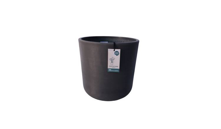 Fargro Home and Garden 26L Polystone Egg Round Plant Pot - Charcoal Black