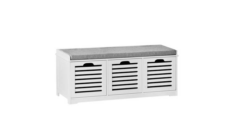 SoBuy 3 Pull-out Drawer Shoe Storage Bench - White