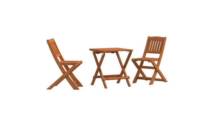 Walplus 3 Piece Eucalyptus Wood Folding Bistro Set - Brown - 40 x 40 x 45 cm