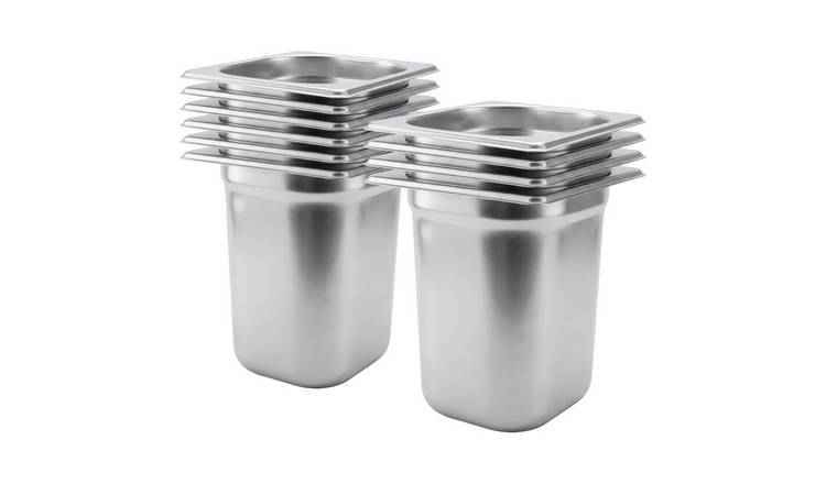 Argon Tableware Steel Gastronorm Containers 1/6 - 3L - Set of 10