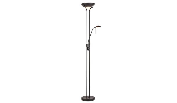 Loops Direct Steel and Glass MotherandChild Floor Lamp - Matt Black