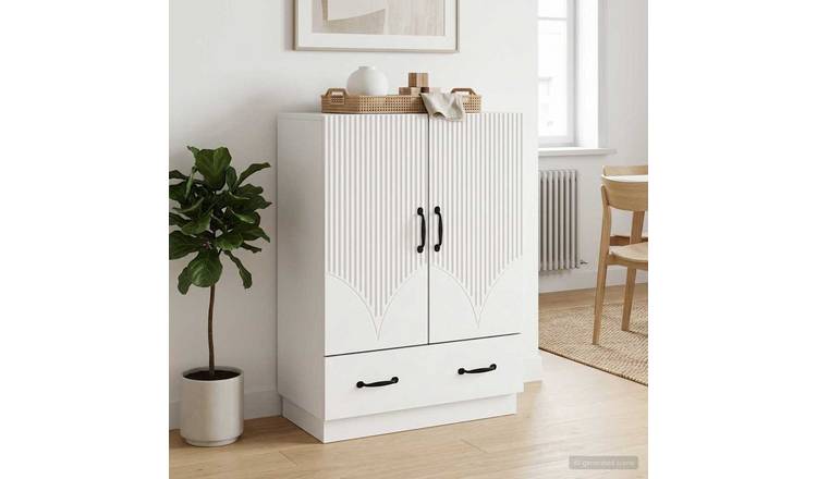 Walplus 1 Drawer Rectangular Sideboard 1 Shelf - White - 66 x 34.5 x 92 cm