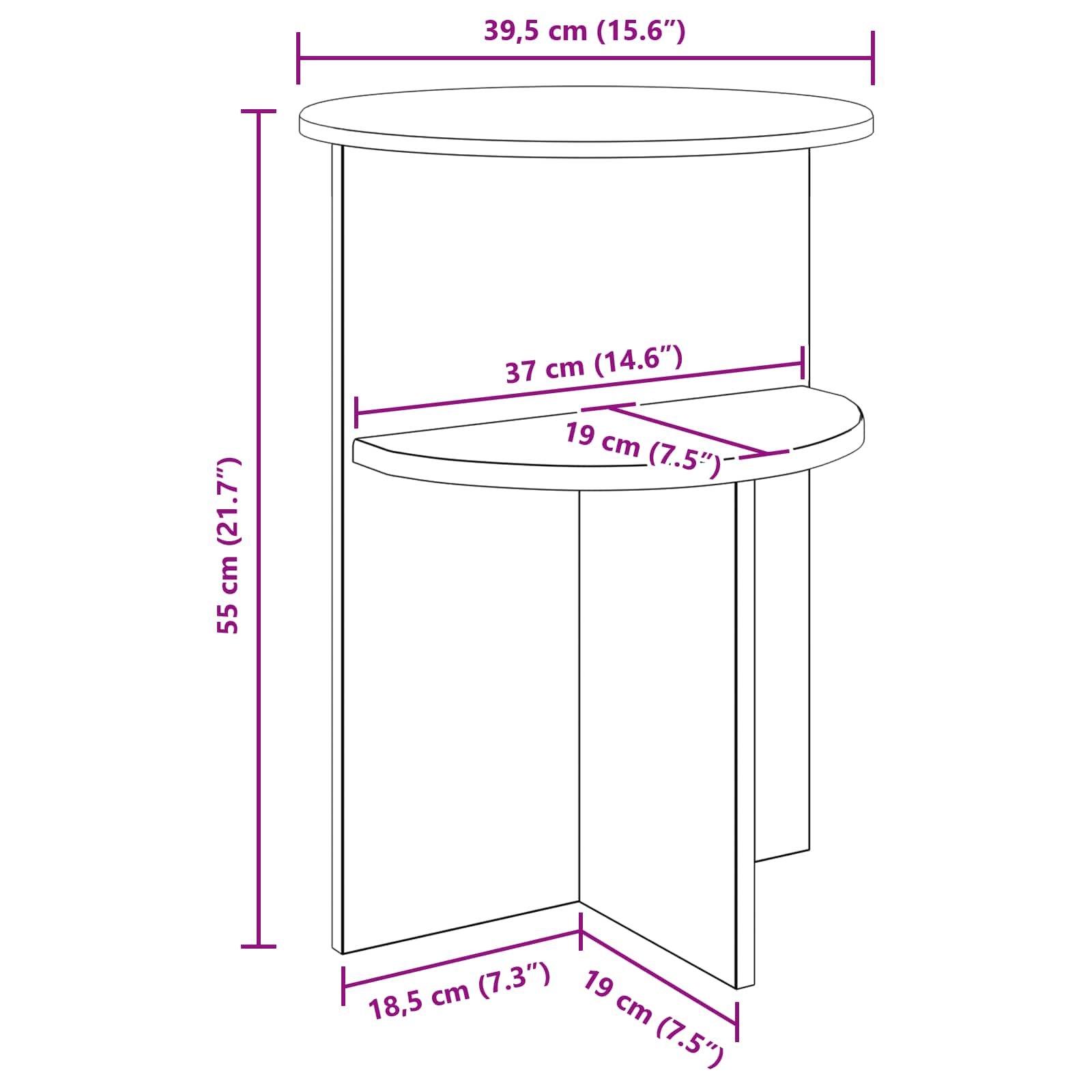 Walplus Engineered Wood Side Table - Black Oak - 39.5 x 55 cm - Image 9