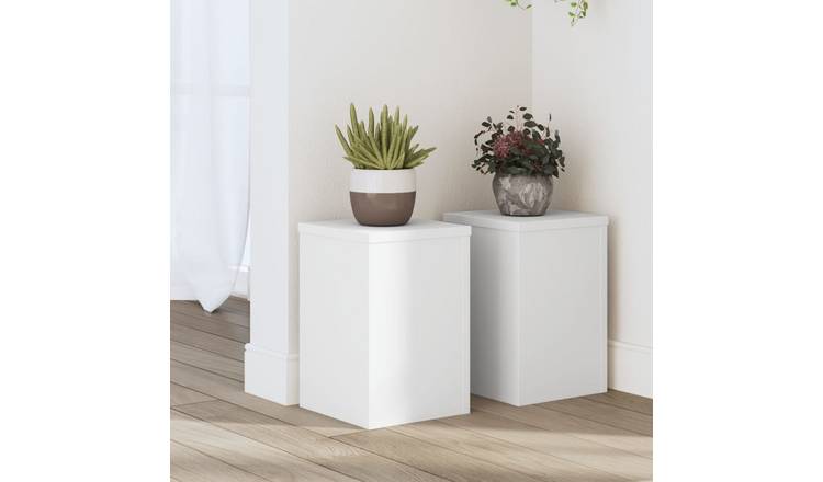 Walplus Pack of 2 Engineered Wood Plant Stand - White - 20 x 20 x 30 cm