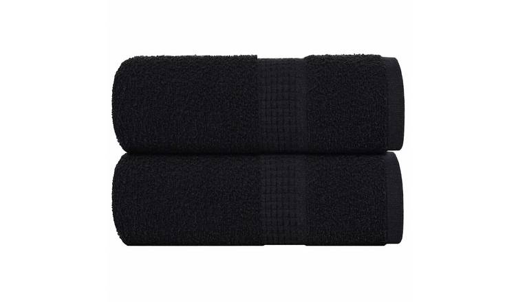 Walplus Pack of 2 Cotton Guest Towels - Black - 30 x 50 cm