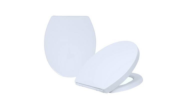 Harbour Housewares Round Soft Close Toilet Seat - White - Pack of 2