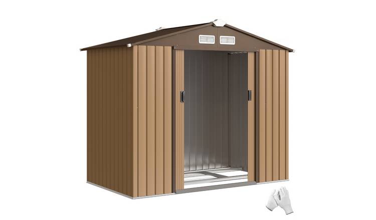 Outsunny Metal Waterproof Garden Shed for Patio Lawn with Vents - Light Brown