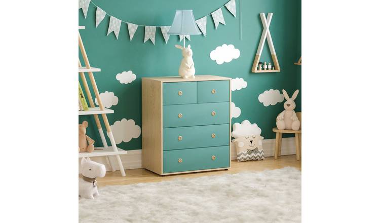 Junior Vida Neptune 5 Drawer Chest - Blue & Oak