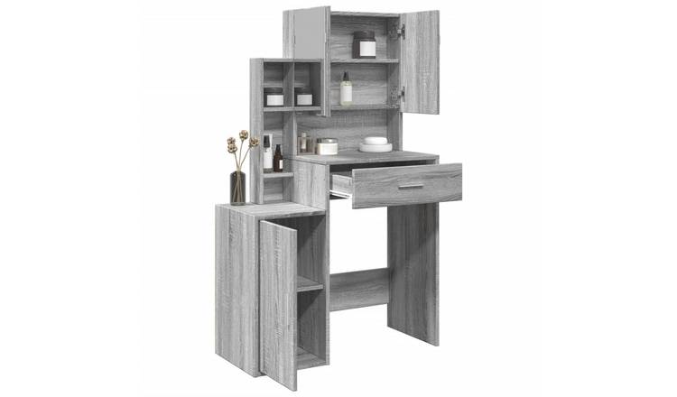 Walplus Glass Dressing Table - Grey Sonoma - 80 x 35 x 132 cm