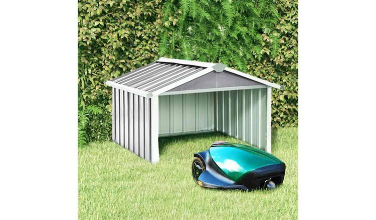 Walplus Galvanised Steel Garden Robot Lawnmower Shed - Grey - 92 x 97 x 63 cm