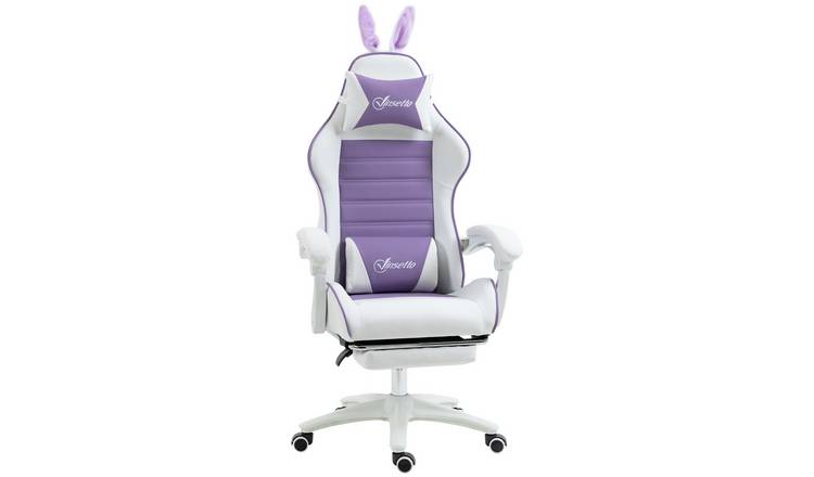 Vinsetto Rabbit Ears Ergonomic Computer Chair - Purple and White