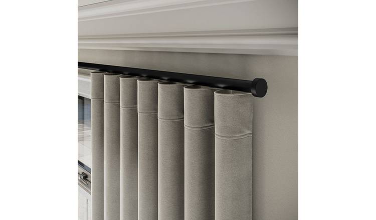 New Edge Blinds 28mm Black Styleline Gliding Curtain Pole with Stud End - 330cm