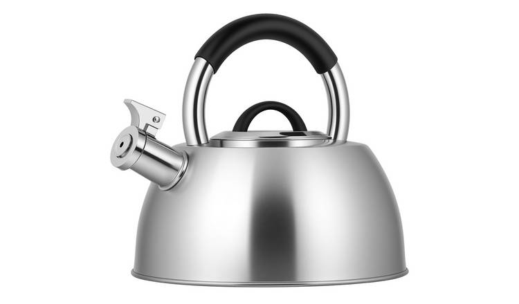 VonShef Induction Safe Stainless Steel Whistling Stove Top Kettle - Silver