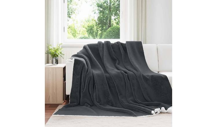 Walplus 480 g/m2 Fleece Throw Blanket - Dark Grey - 240 x 220 cm