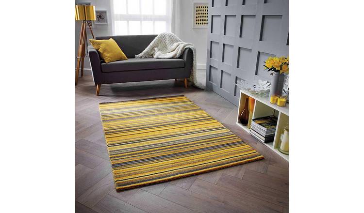 Mega Flooring Yellow Handmade Striped Rug - 80 x 150cm