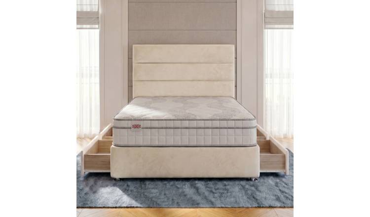 Somnior Regent Velvet Small Double 4 Draw Pocket Mattress Divan Bed Set - Ivory