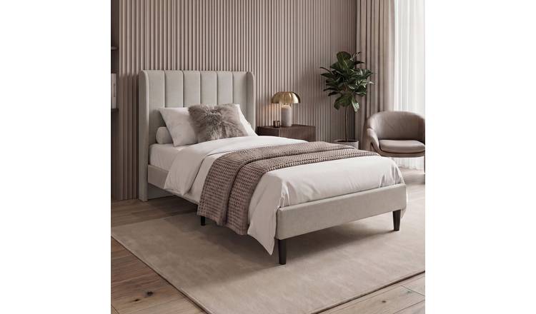 Vida Designs Vianna Single Linen Fabric Bed Frame - Beige