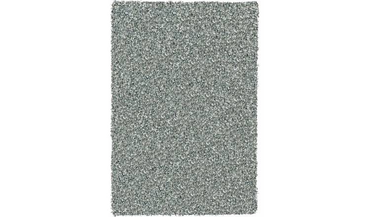 Mega Flooring Silver Shaggy Plain Rug - 65 x 130cm