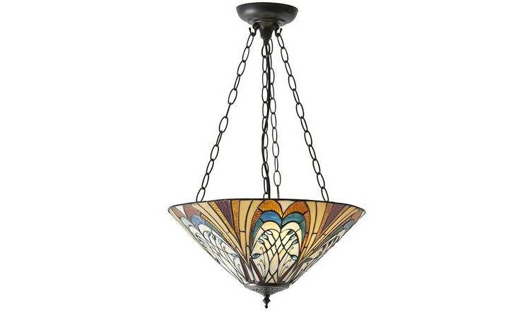 Loops Direct Tiffany Glass Pendant Light - Bronze 3 Lights