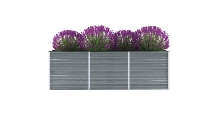 Walplus Galvanised Steel Raised Garden Bed - Grey - 240 x 80 x 77 cm