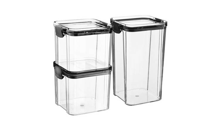 Argon Tableware 3 Piece Food Storage Containers Set - 2 Sizes - Black