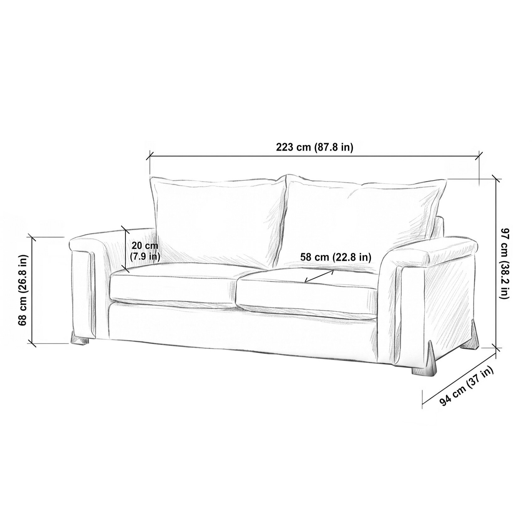 Somnior Oscar Sherpa Columbus Fabric 3 Seater Sofa - Apricot - Image 7